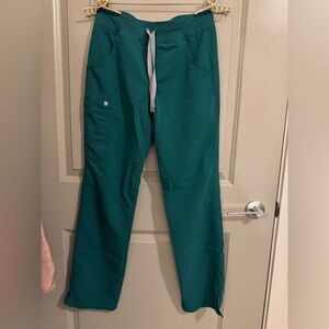 Figs Hunter Green Joggers with Gray Drawstring